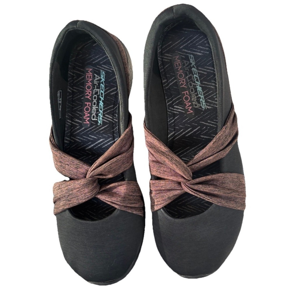 SKECHERS Shoes Womens 9.5 Microburst Knot Concerned Black Air Cooled Memory Foam